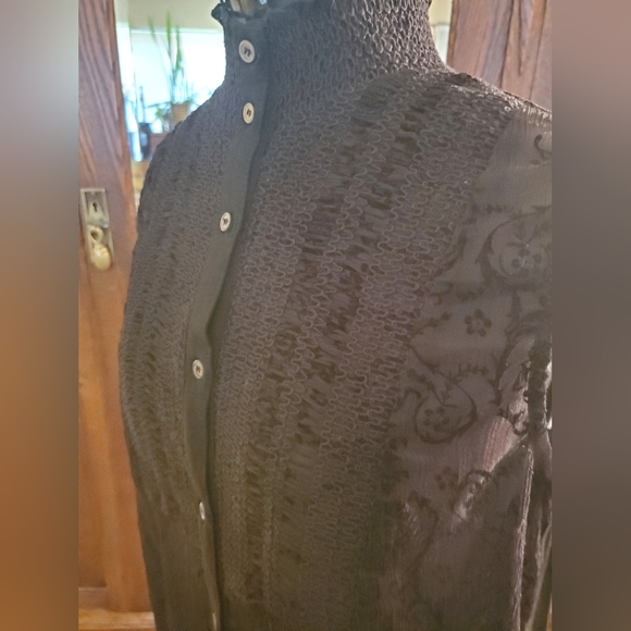 Mystree Long Black Sheer Front Top - Picture 1 of 8